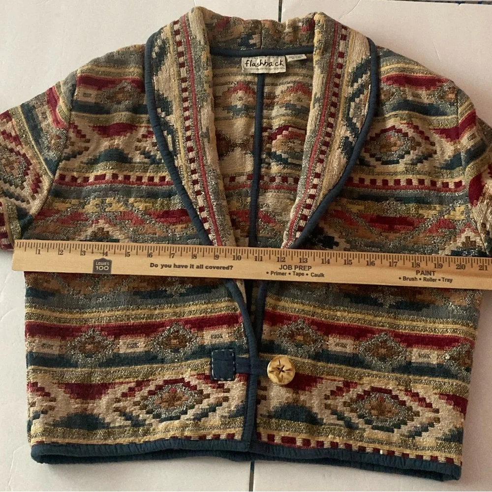 Flashback Women’s SZ L Blazer Southwestern design 100% cotton